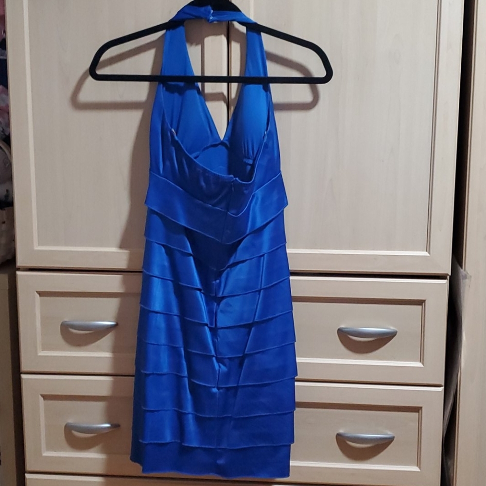 Blue Ruffled Haltered Party Dress - Picture 2 of 2